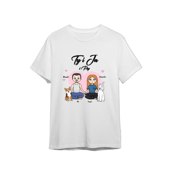 Koszulka Personalizowana dla Par - Ty i Ja (i pies) - Mejkmi - Personalizowane Prezenty Dla Twoich Bliskich!